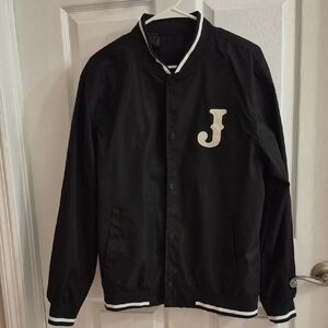Black Varsity Jacket with White Trim
